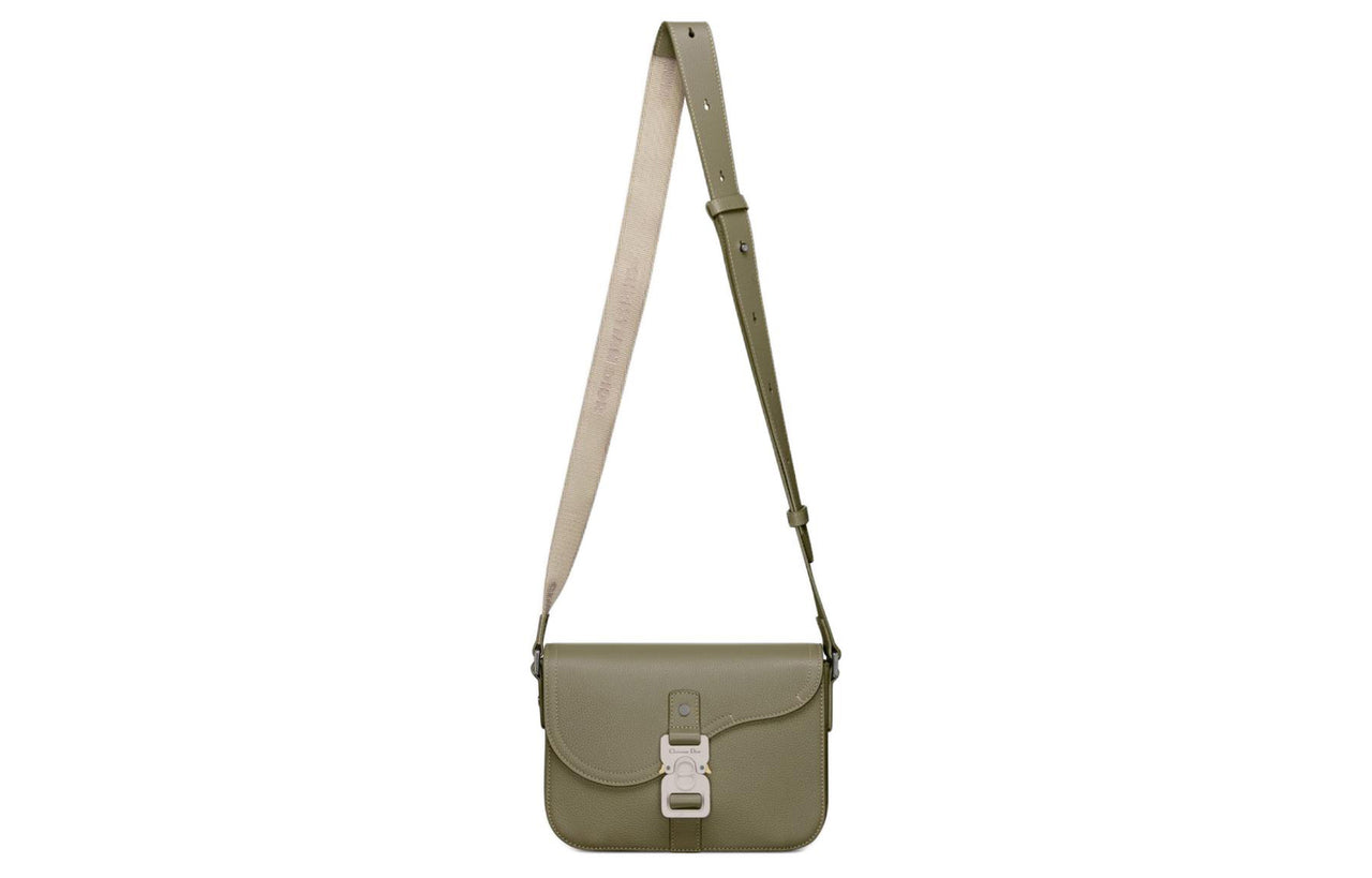 DIOR Grained Calfskin Saddle Messenger Bag Crossbody Bag Shoulder Bag Men's Khaki