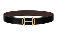 HERMES Togo Calfskin Double-Sided Leather Belt Leather Belts Men's Black Width: 3.8cm
