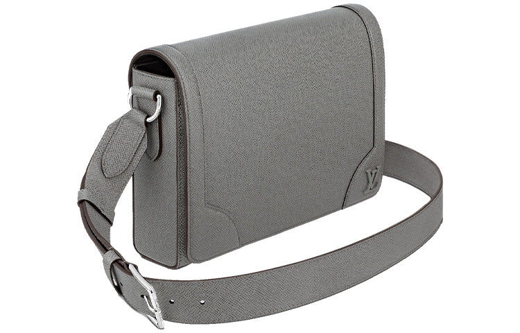 LOUIS VUITTON Embossed Cow Leather Messenger Bag, Shoulder Bag Men's Gray