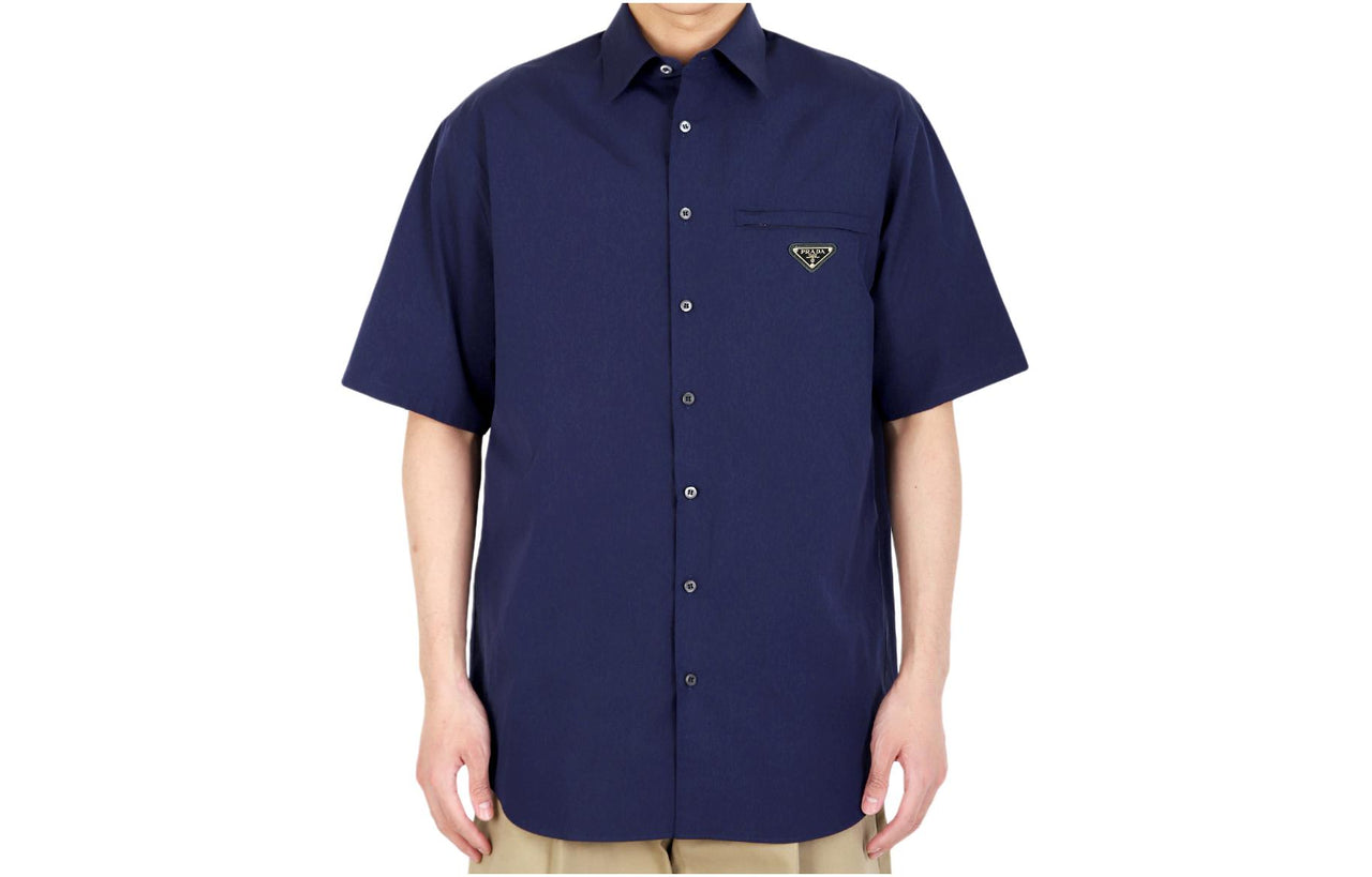 PRADA Triangle Enamel Logo Buttoned Shirt