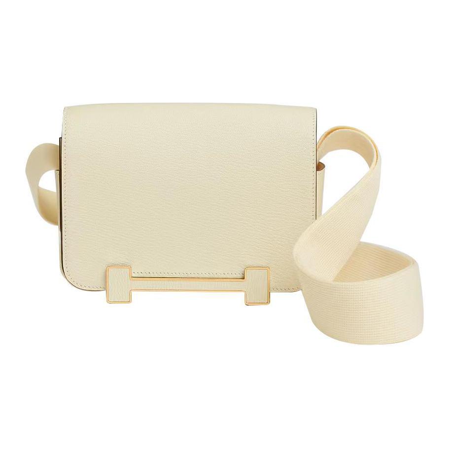 HERMES Geta Goatskin Wooden Sandal Bag Crossbody Bag Shoulder Bag Messenger Bag Women's Cream White