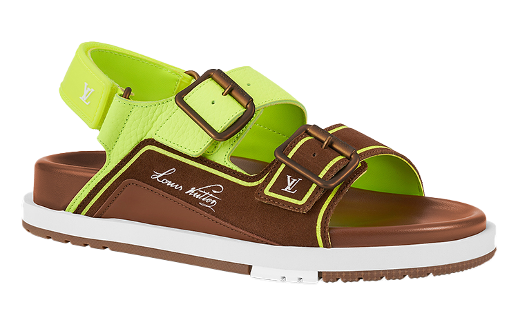 LOUIS VUITTON X Nba Trainer Sandals 'Brown Neon Green'