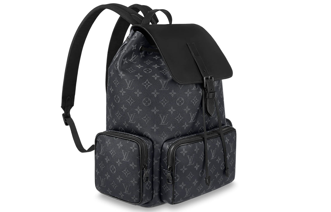 LOUIS VUITTON Trio Coated Canvas With Cow Leather Backpack Regular Men's Black