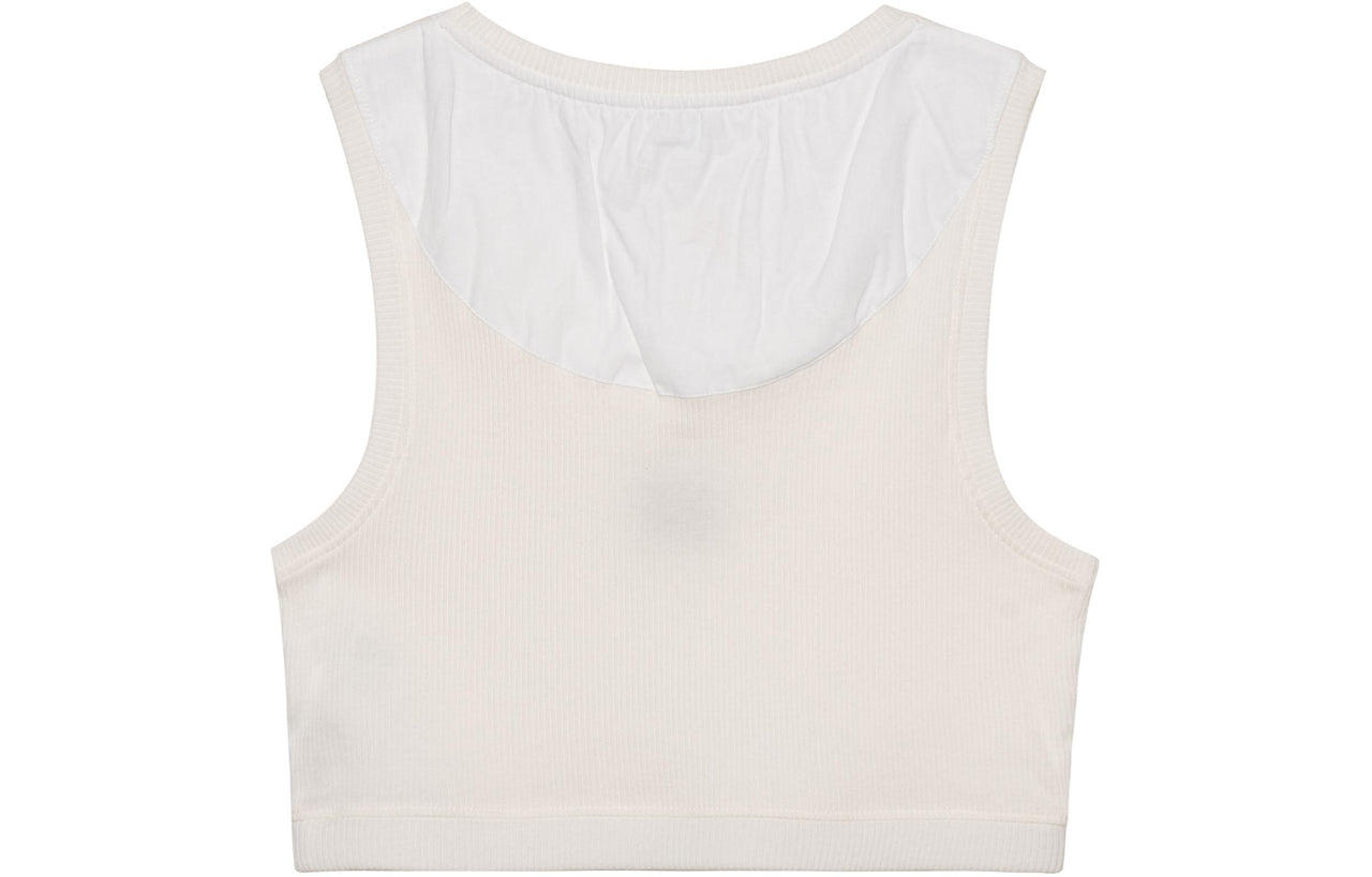 LOEWE Cropped Cotton Anagram Tank Top White/Navy Blue