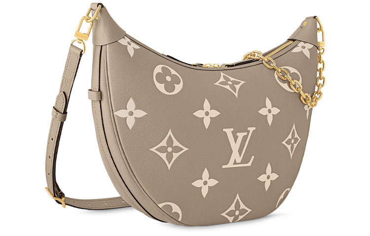 LOUIS VUITTON Loop Grained Cow Leather Shoulder Bag Crossbody Bag Regular Women's Dove Gray With Cream Accents