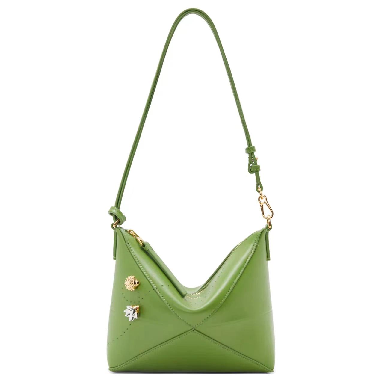 LOEWE Shiny Cow Leather Crossbody Bag, Shoulder Bag Women's Forest Green