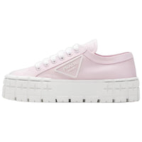 PRADA Wheel Double Nylon Gabardine Platform Shoes Women's Snow Pink