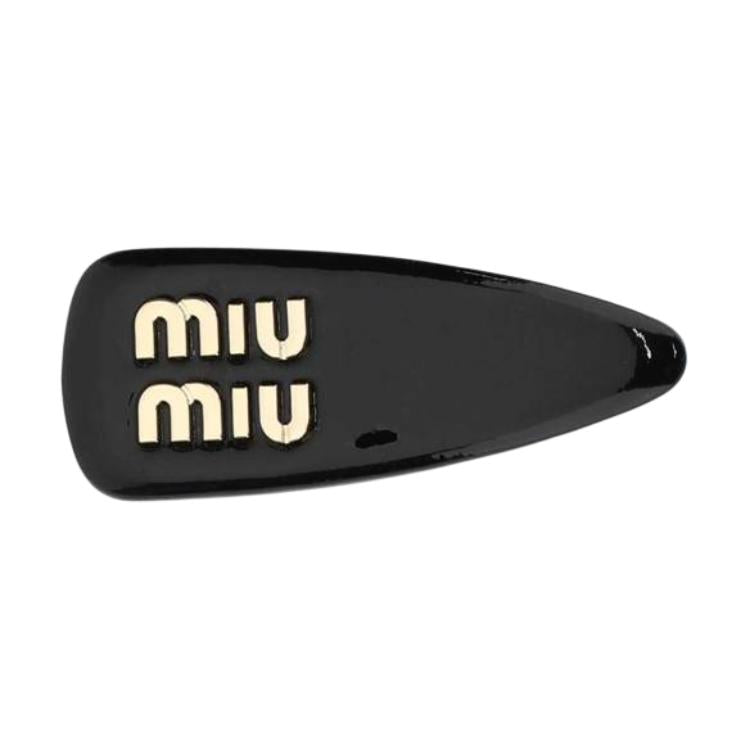 MIU MIU Patent Leather Hair Clips Women's Black
