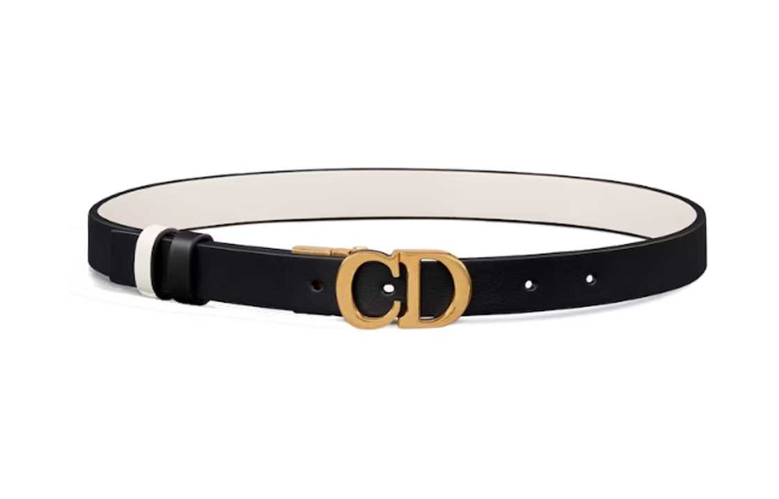 DIOR Horse Saddle CD Belt With Smooth Buckle Leather Belts Women's Black Width  2CM