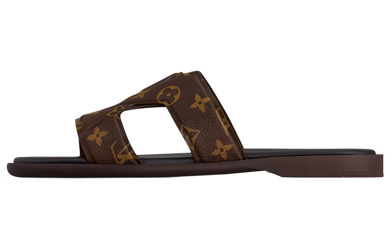 LOUIS VUITTON Oasis Rubber Sole Slip Resistant Slide Slippers Men's Dark Brown