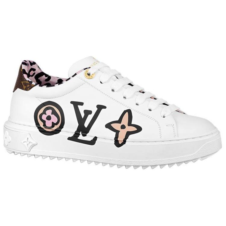 LOUIS VUITTON Time Out Sneakers 'White With Large Side Logo' Women's