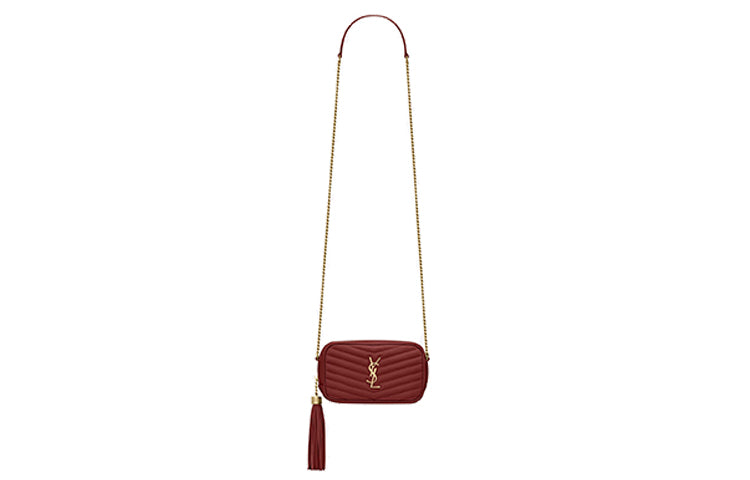 SAINT LAURENT Leather Shoulder Bag, Crossbody Bag Mini Women's Vibrant Red