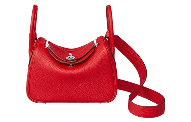 HERMES Bullhide Handbag, Crossbody Bag Mini Women's Heart Red