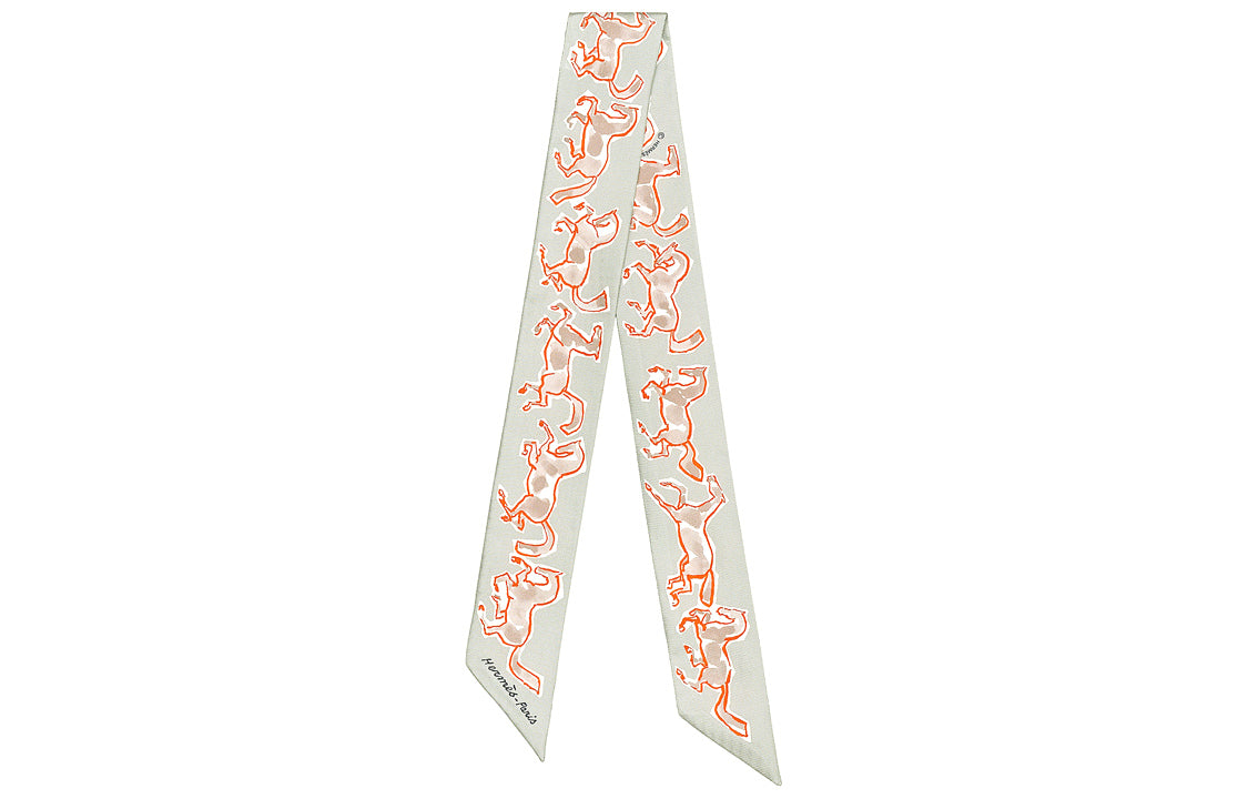 HERMES Silk Scarves Women's Light Green/Orange
