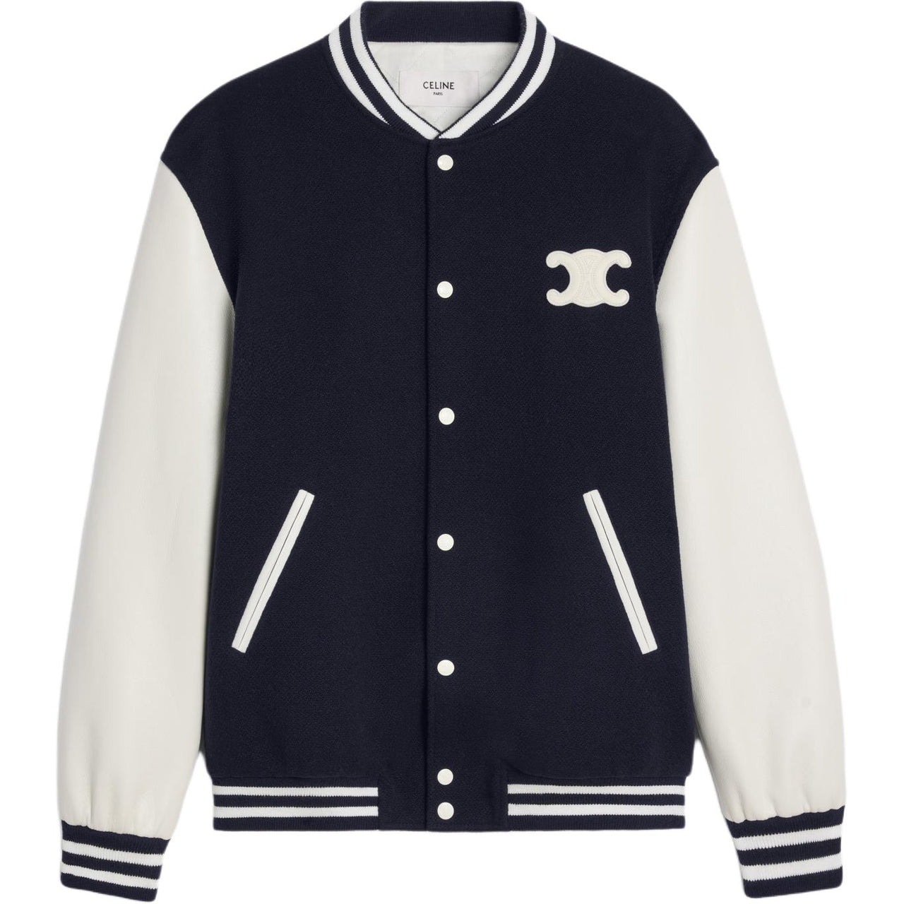 CELINE Teddy Varsity Jacket In Textured Wool