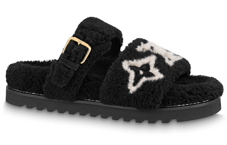LOUIS VUITTON Paseo Comfort Odor Resistant Slide Slippers Women's Black