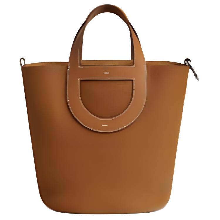 HERMES In The Loop Clemence Bullhide With Swift Calfskin Vegetable Basket Pig Nose Bucket Bags Handbags Women's Gold