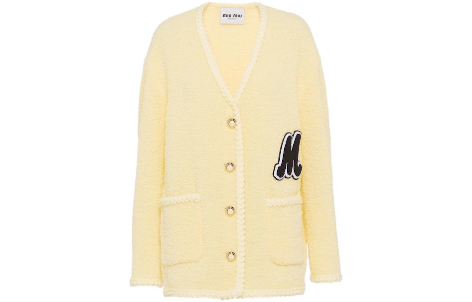 MIU MIU Bouclé V Neck Cardigan