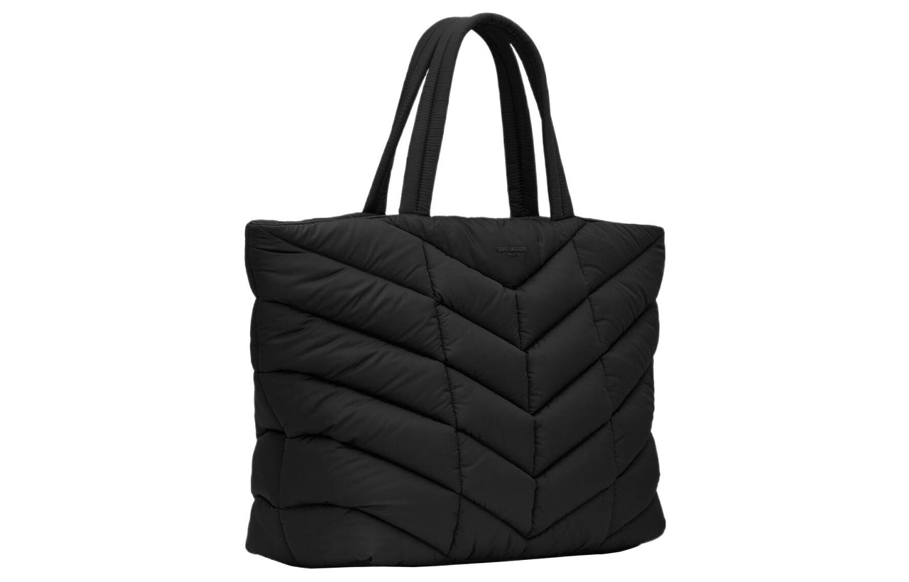 SAINT LAURENT Recycled Nylon Tote Bag, Shopping Bag, Handbag Large Size Men's Black