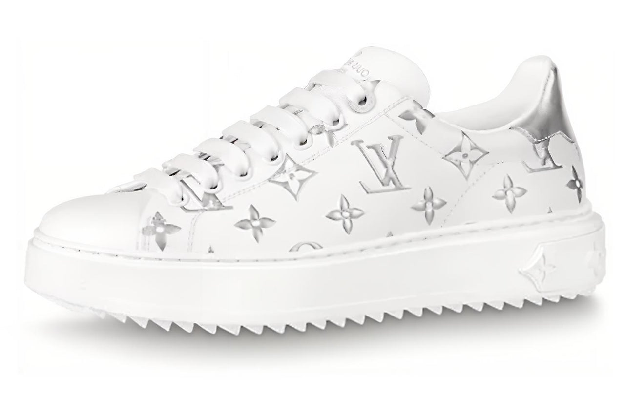 LOUIS VUITTON Time Out Sneakers 'White With Silver Monogram' Women's