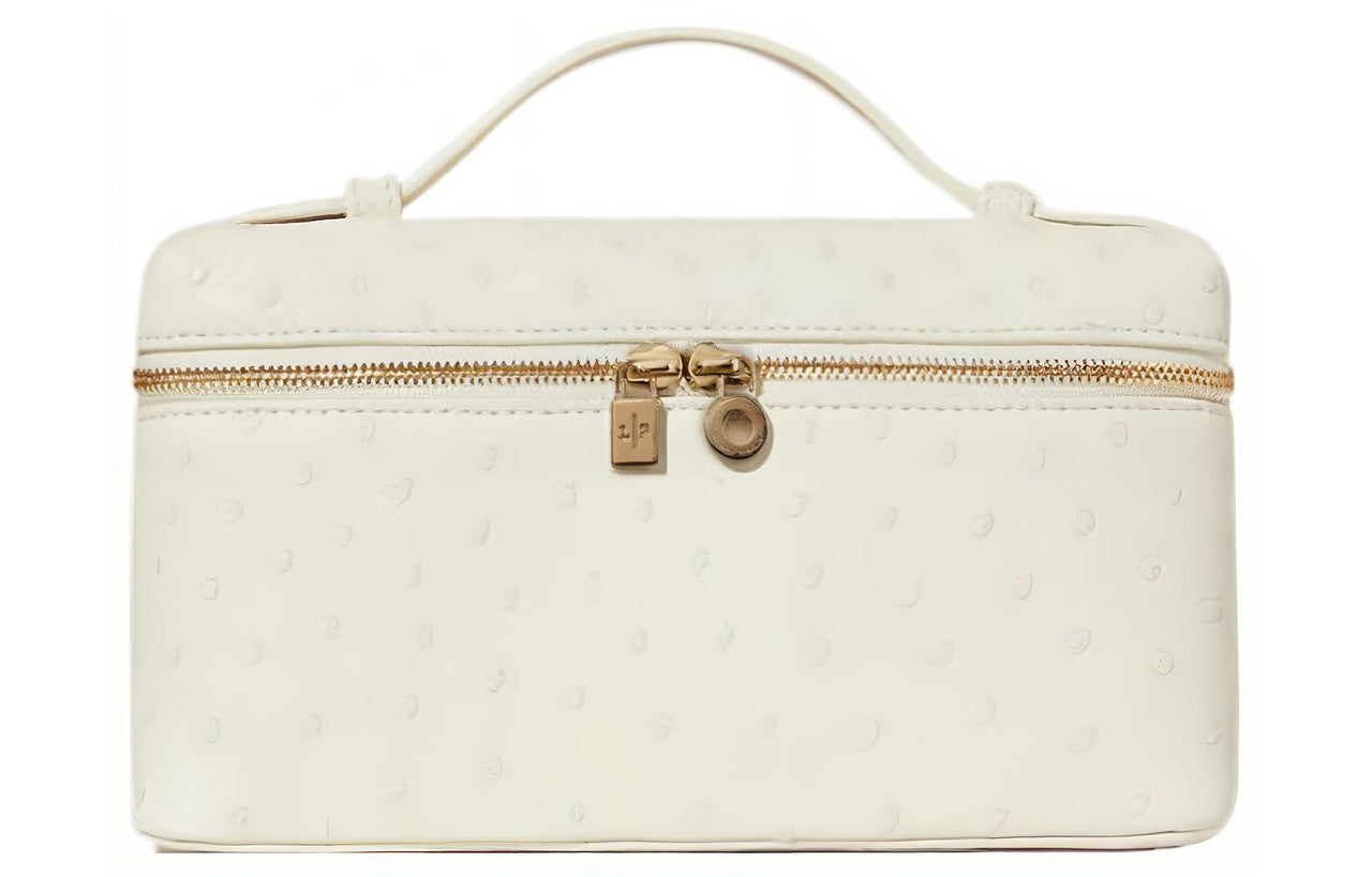 Loro Piana Ostrich Leather With Lambskin Accents Handbag Shoulder Bag Crossbody Bag Regular Women's Mint White