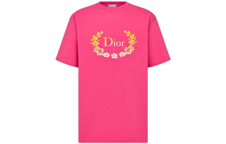 DIOR Logo Print Casual Short-Sleeved T-Shirt T-Shirt Unisex Pink