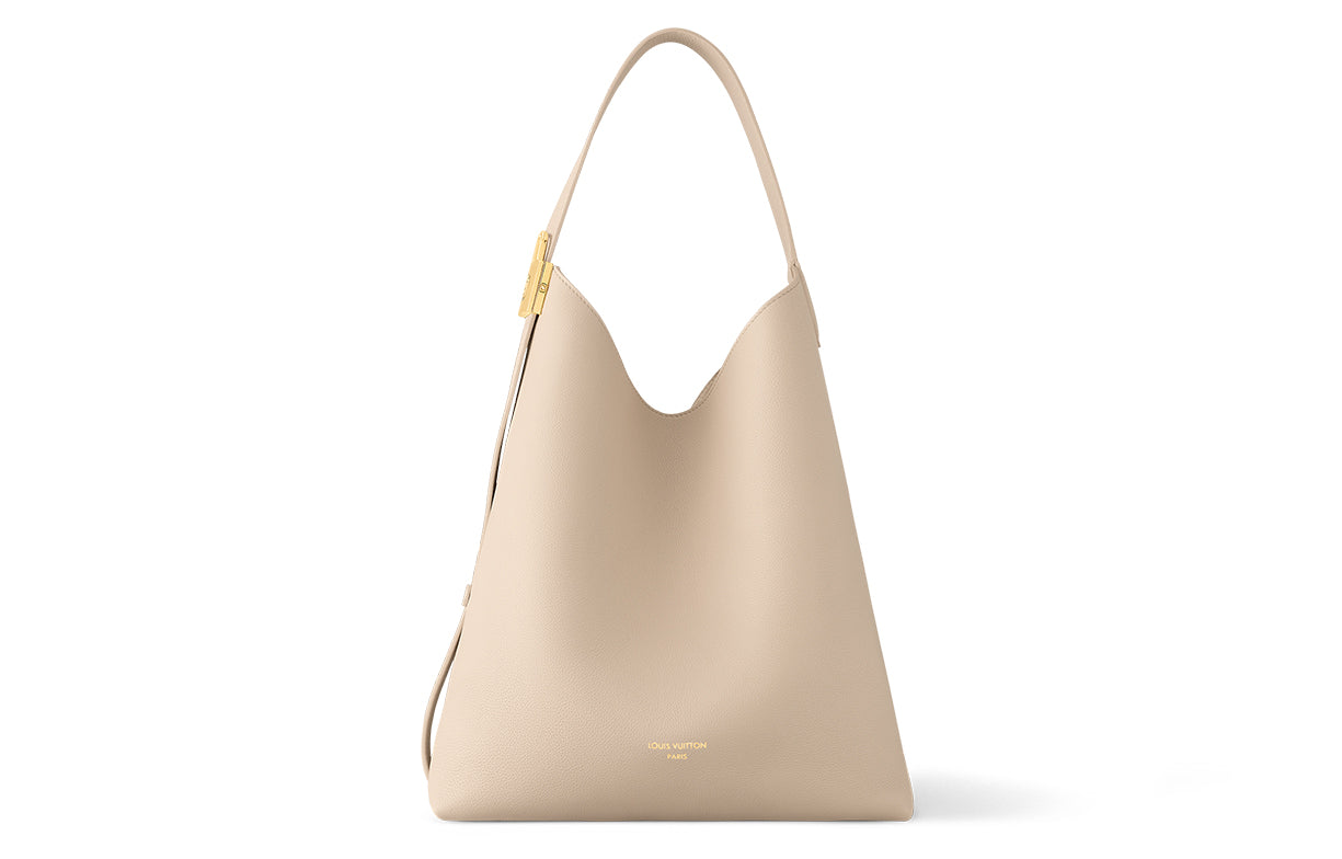 LOUIS VUITTON Leather Tote Handbag, Shoulder Bag Medium Size Women's Gray