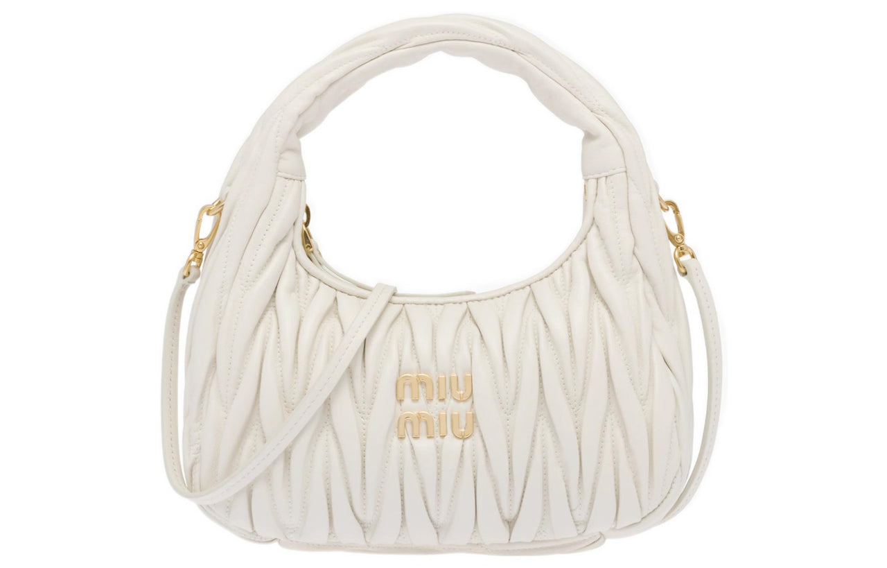 MIU MIU Wander Series Soft Sheep Leather Hobo Bag, Shoulder Bag, Crossbody Bag Regular Women's White
