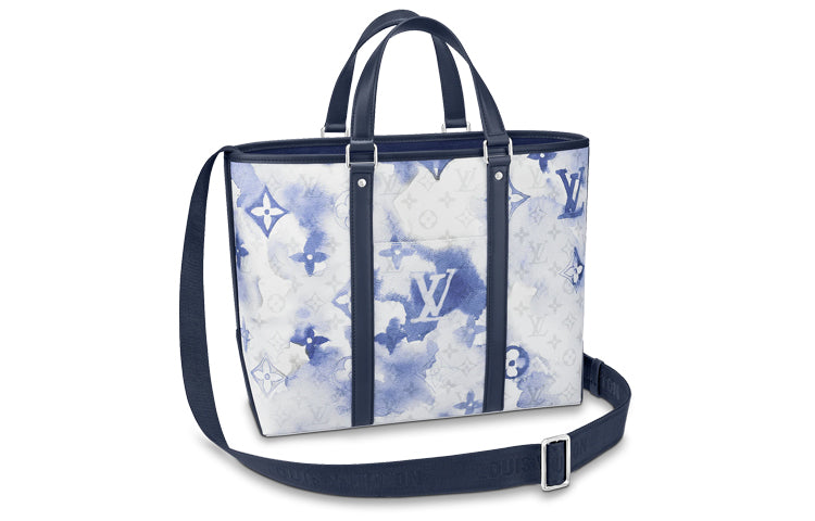 LOUIS VUITTON Canvas Tote Bag Shopping Bag Portable Crossbody Bag Shoulder Bag Men's Gradient Blue