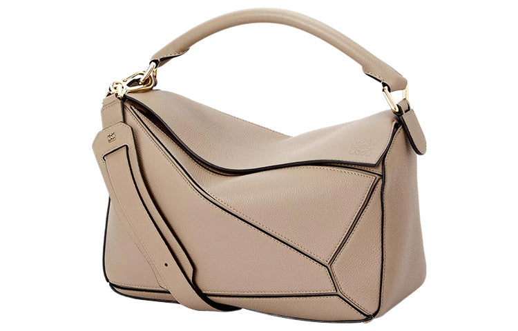 LOEWE Puzzle Soft Grain Calfskin Puzzle Bag Geometric, Handbag, Shoulder Bag, Crossbody Bag Medium Size Women's Sand