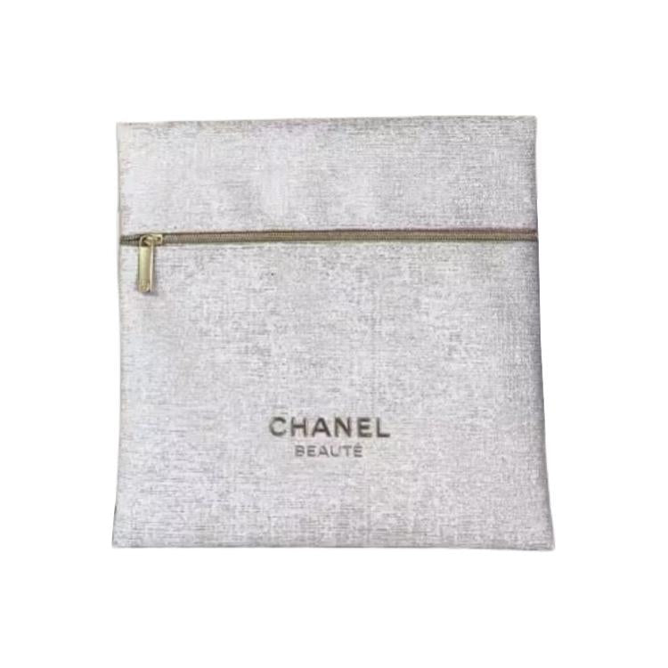CHANEL White Envelopes Makeup Bag With Tools Minimalist Style