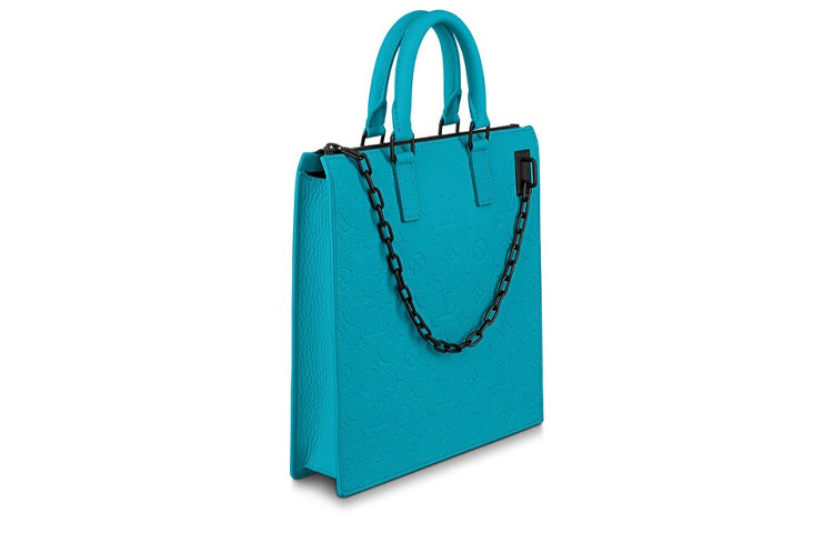 LOUIS VUITTON Sac Plat Messenger Monogram Taurillon Turquoise