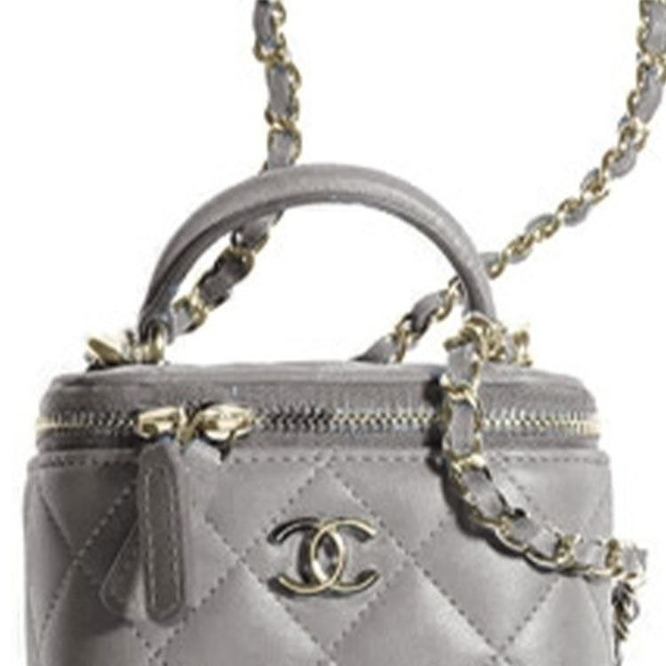 CHANEL 22A Early Autumn Sheepskin Square Handbag Shoulder Bag Crossbody Bag Mini Women's Dark Gray Concrete Gray