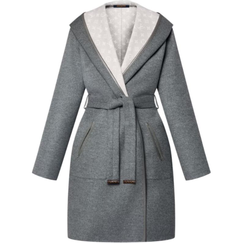 LOUIS VUITTON Coat Women's Gray White