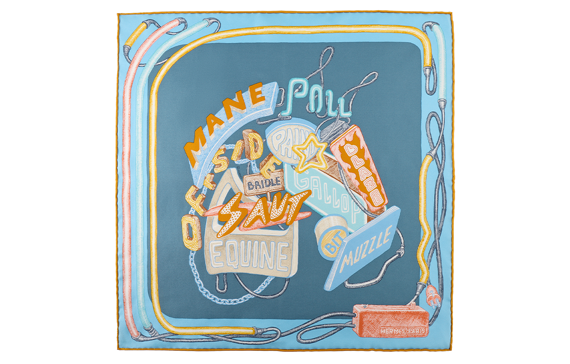 HERMES Silk Scarves Women's Blue