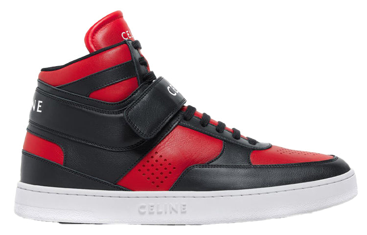 CELINE CT-03 Leather High-Top Sneakers Red Black