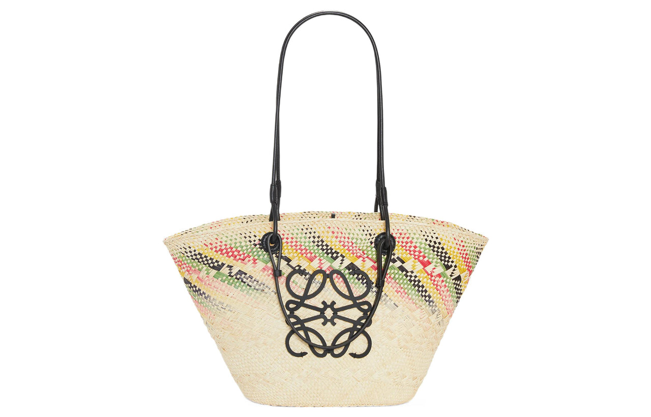 LOEWE Anagram Basket Palm Fiber With Cow Leather Handbag, Shoulder Bag Women's Natural