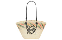 LOEWE Anagram Basket Palm Fiber With Cow Leather Handbag, Shoulder Bag Women's Natural
