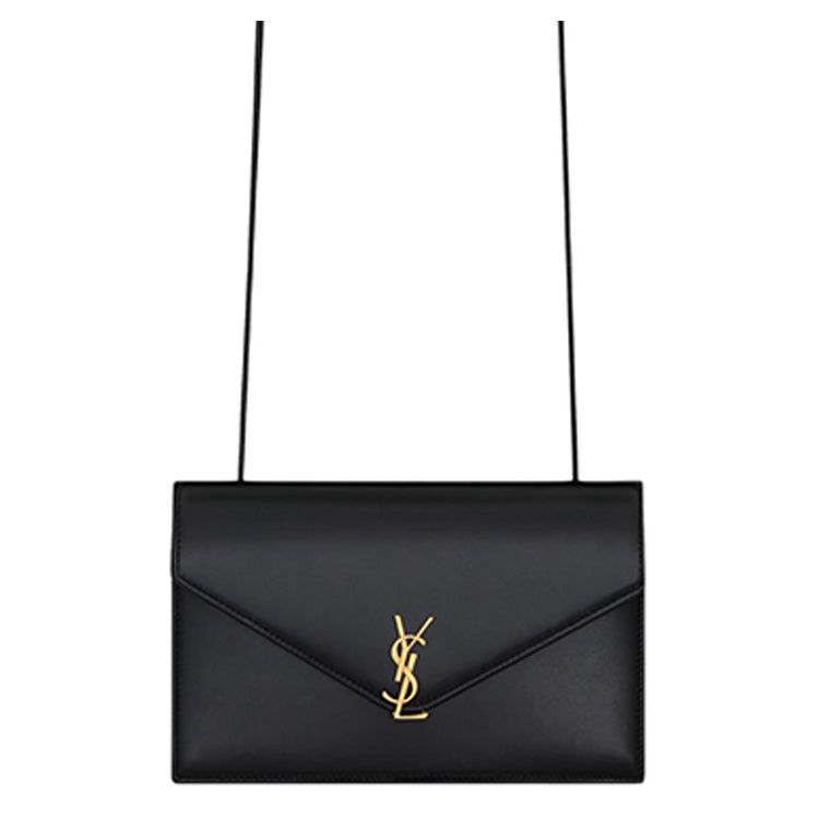 SAINT LAURENT ENVELOPE Calfskin Crossbody Bag, Shoulder Bag Mini Women's Black