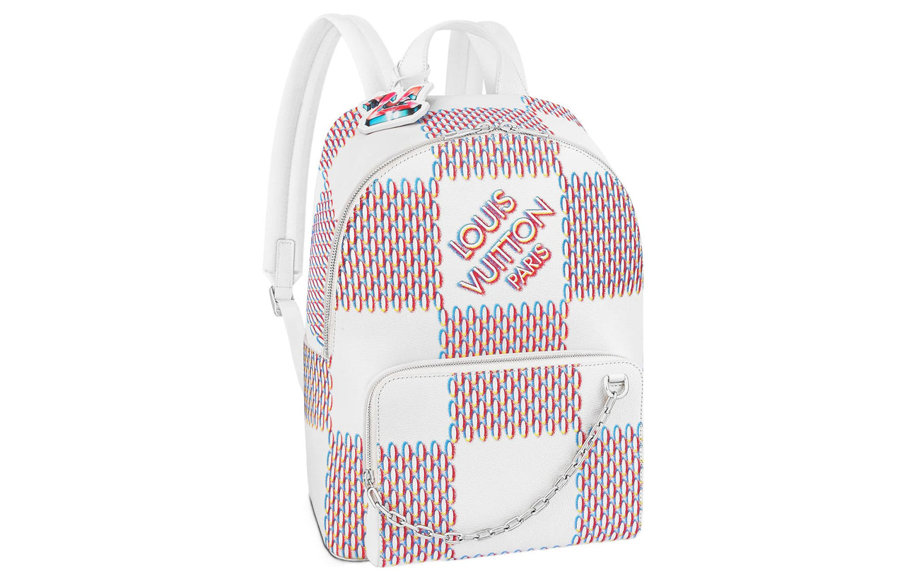 LOUIS VUITTON Racer Backpack White Damier Spray