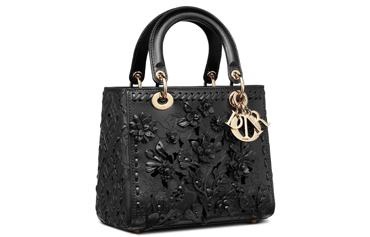 DIOR Cow Leather DaiFeng Bag One Shoulder Handbag Medium Size Women's Black
