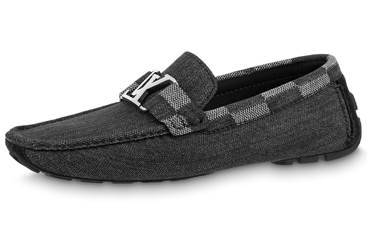LOUIS VUITTON Hockenheim Moccasin Shoes 'Grey With Plaid Collar'