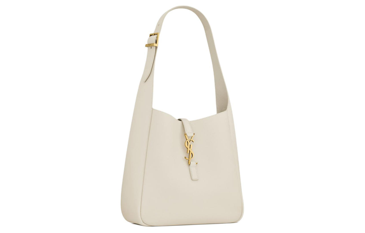 SAINT LAURENT LE5A7CASSANDRE Grain Leather Handbag, Shoulder Bag Small Size Women's Vintage White