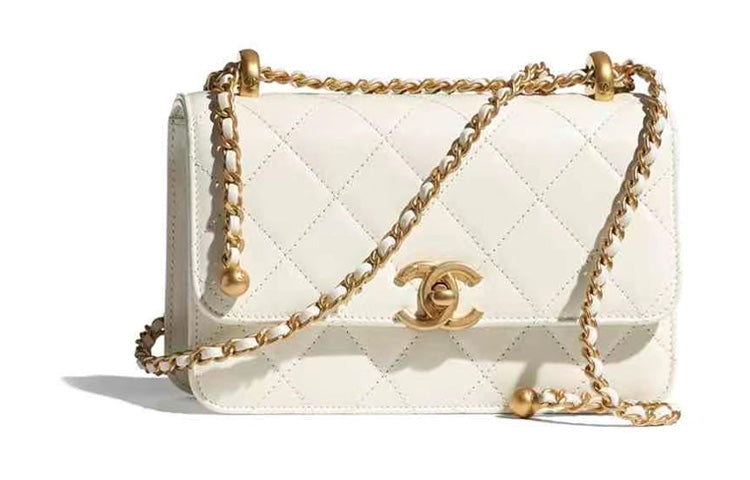 CHANEL 19Bag Calfskin Handbag, Shoulder Bag, Crossbody Bag Mini Women's White