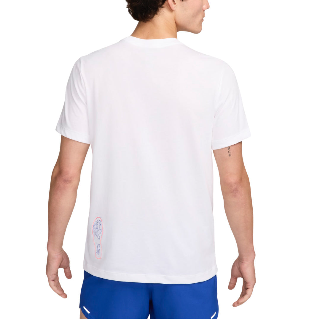 Nike Dri-FIT Graphic Running T-shirt Asia Sizing 'White' HM8292-100
