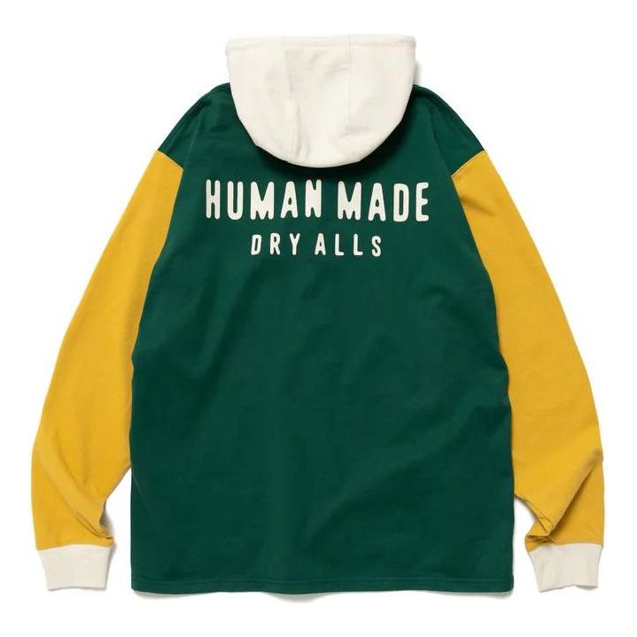 HUMAN MADE Rugby Shirt Hoodie 'Green' HM24CS013