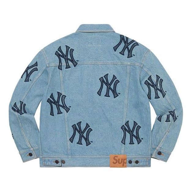 Supreme x New York Yankees Denim Trucker Jacket 'Teal Black' SUP-FW21-148