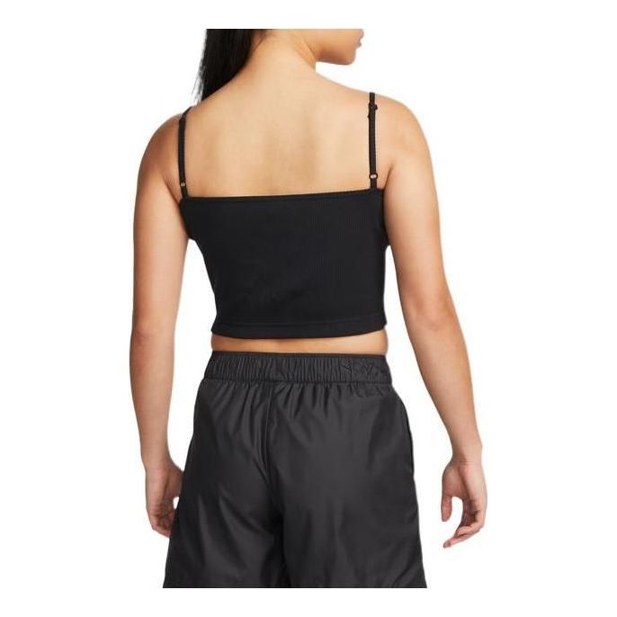 (WMNS) Nike Sportswear Essentials Rib Crop Top 'Black' DM6738-010