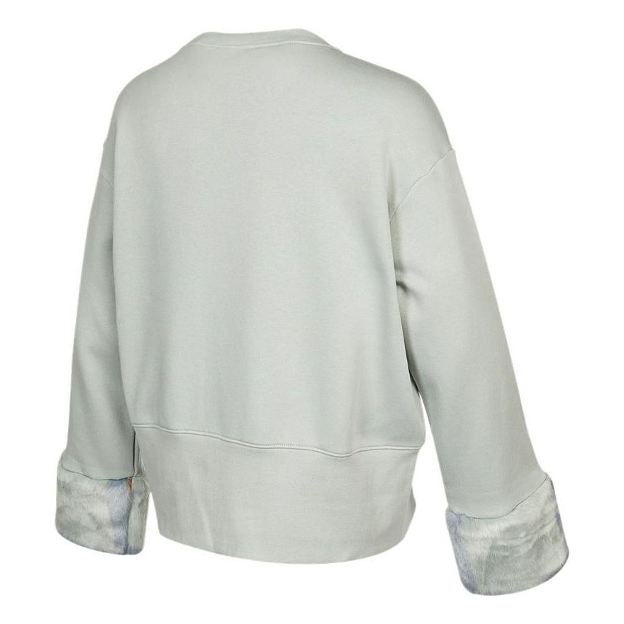 (WMNS) Nike Fleece Print Crew Sweatshirt 'Grey' DD4538-013