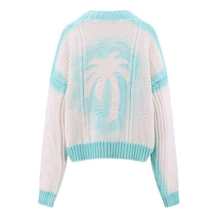 Palm Angels Sprayed Palm Cardigan 'Off White' PMHB014S23KNI0010340